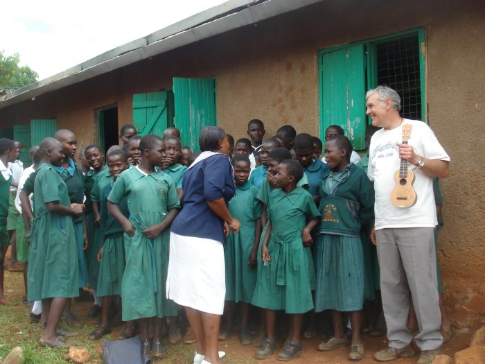 Martin Ukulele and children at Alara School, Kenya